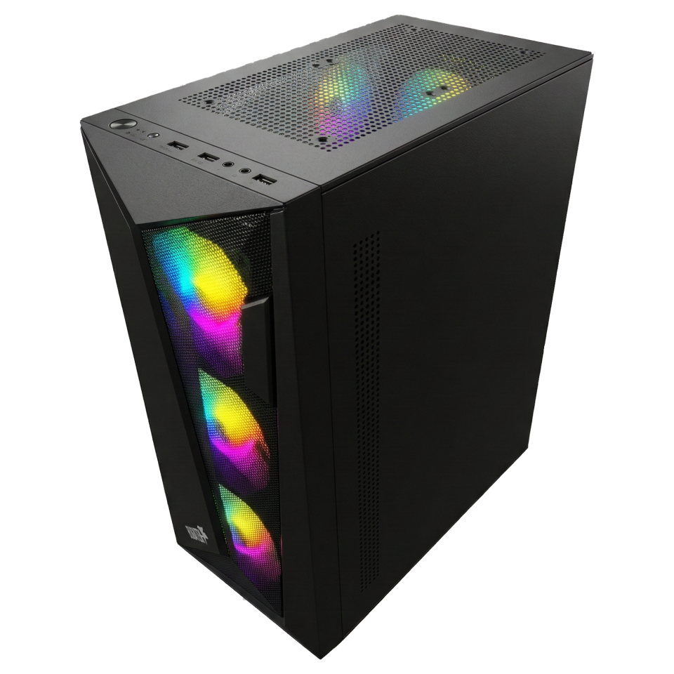 Bugatek ALÇURA 4x12cm Rainbow Mid Tower Mesh Tempered Cam Gaming Bilgisayar Kasası