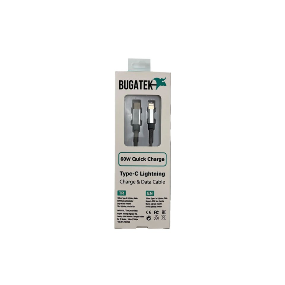 Bugatek Örgü Type-C to Lightning 100 cm Charge Data Cable