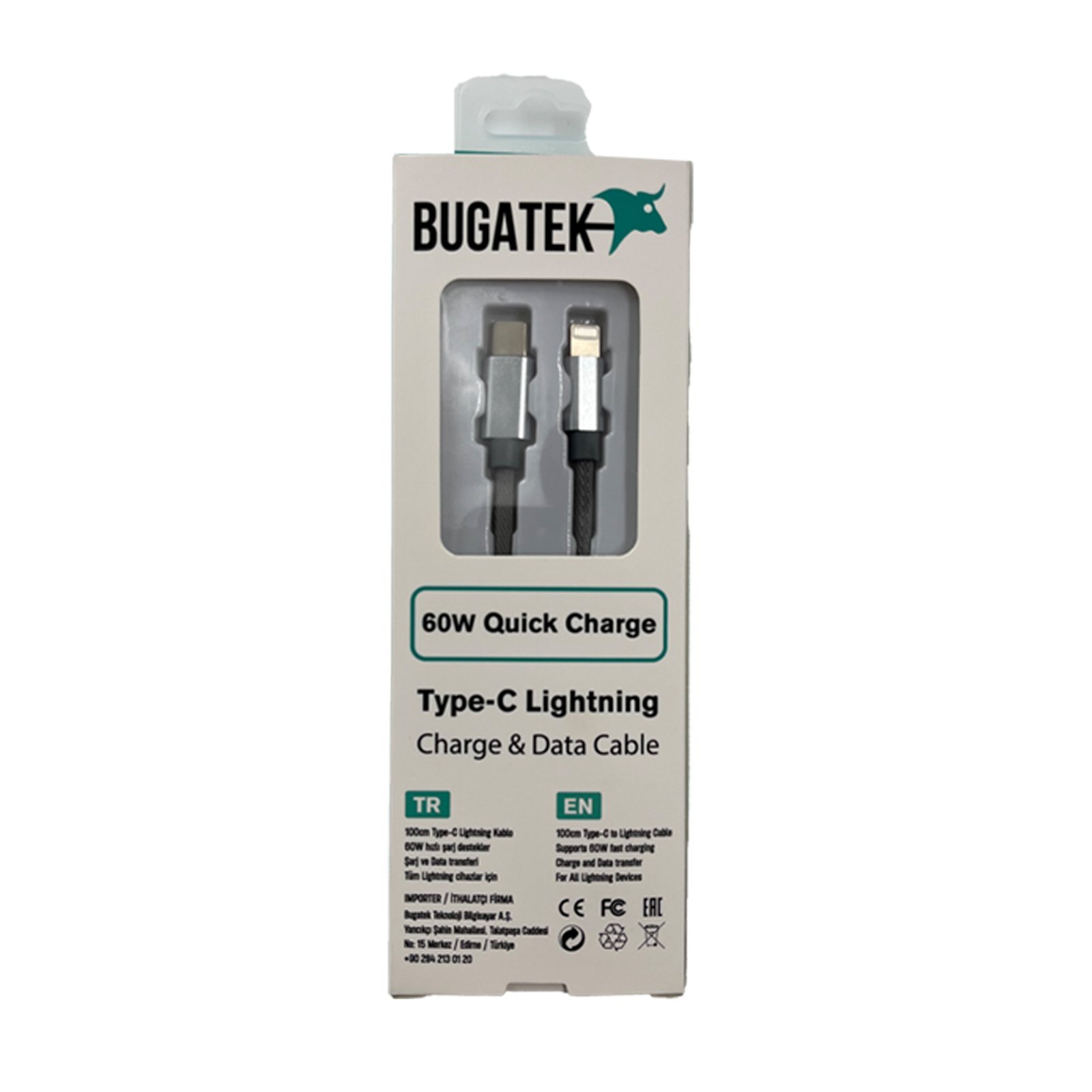 Bugatek Örgü Type-C to Lightning 100 cm Charge Data Cable