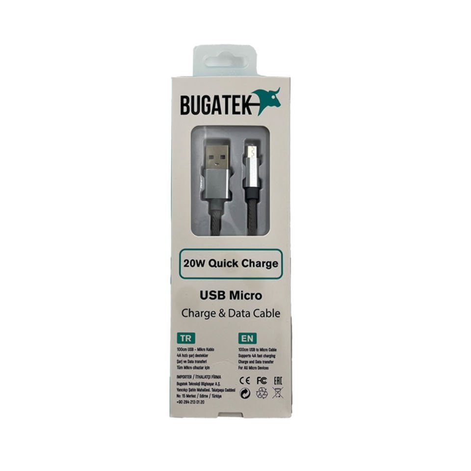 Bugatek Örgü USB to Mikro 100 cm Charge Data Cable
