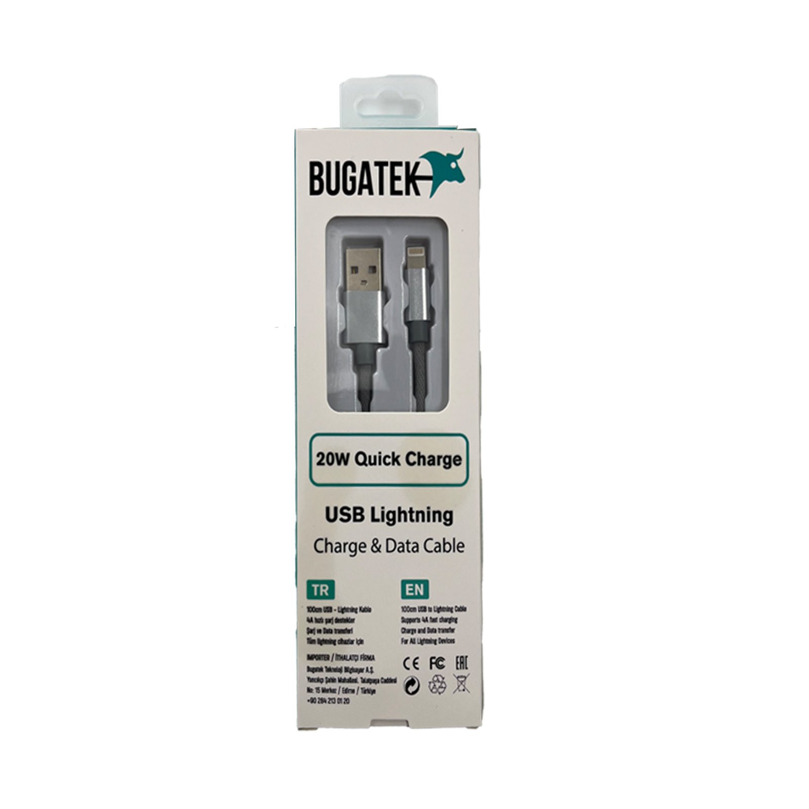 Bugatek Örgü USB to Lightning 100 cm Charge Data Cable