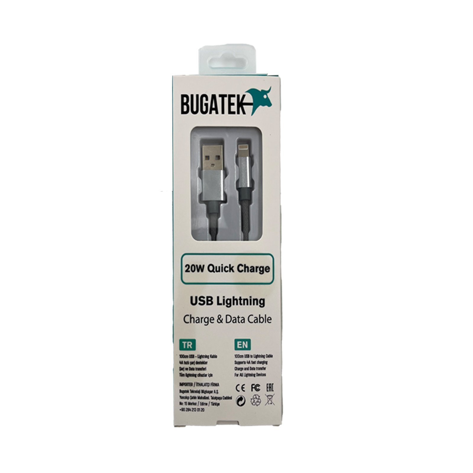 Bugatek Örgü USB to Lightning 100 cm Charge Data Cable