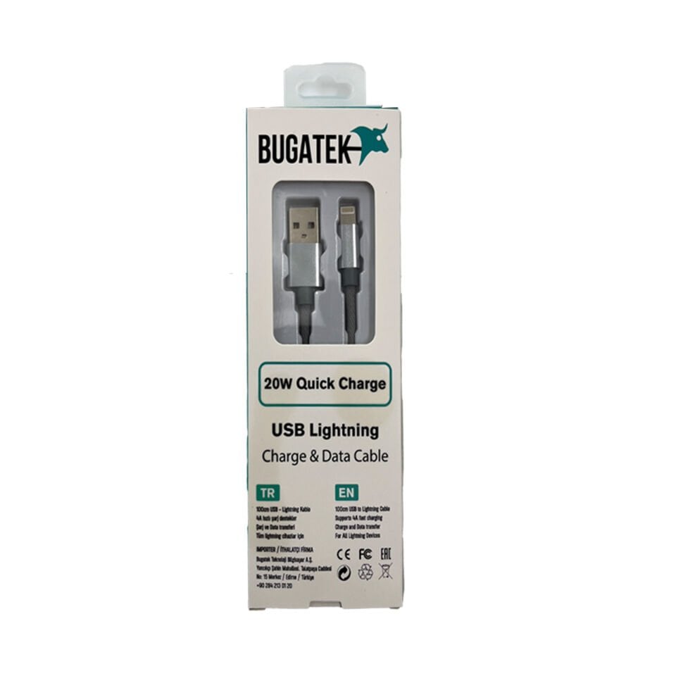 Bugatek Örgü USB to Lightning 100 cm Charge Data Cable