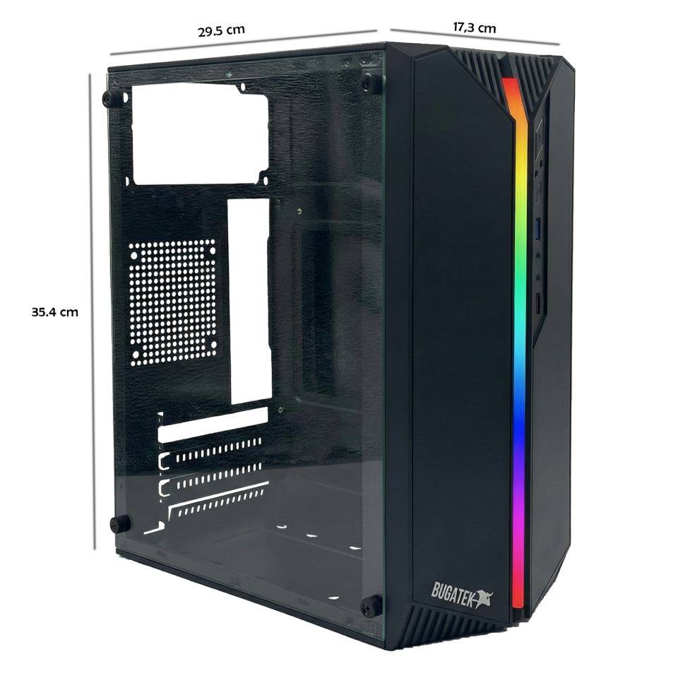 Bugatek BGYRGB USB 3.0 Micro-ATX RGB Temperli Cam Bilgisayar Kasası