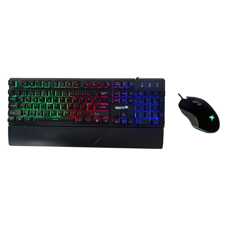 Bugatek BGGMNG Mekanik Hisli Rainbow Metal Gaming Klavye - SUNGUR-B7 Klavye Mouse Set
