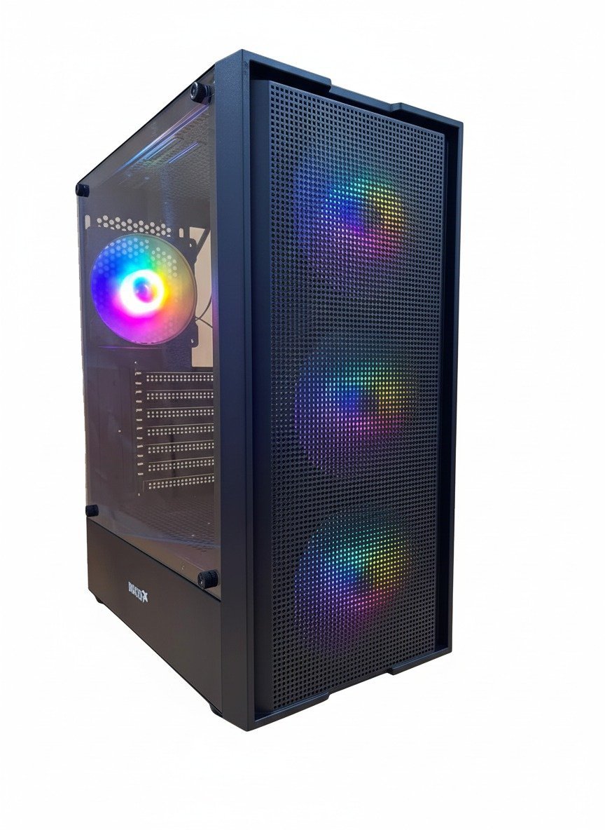 Bugatek Adagan 4x12cm Rainbow Mid Tower Tempered Cam Gaming Bilgisayar Kasası
