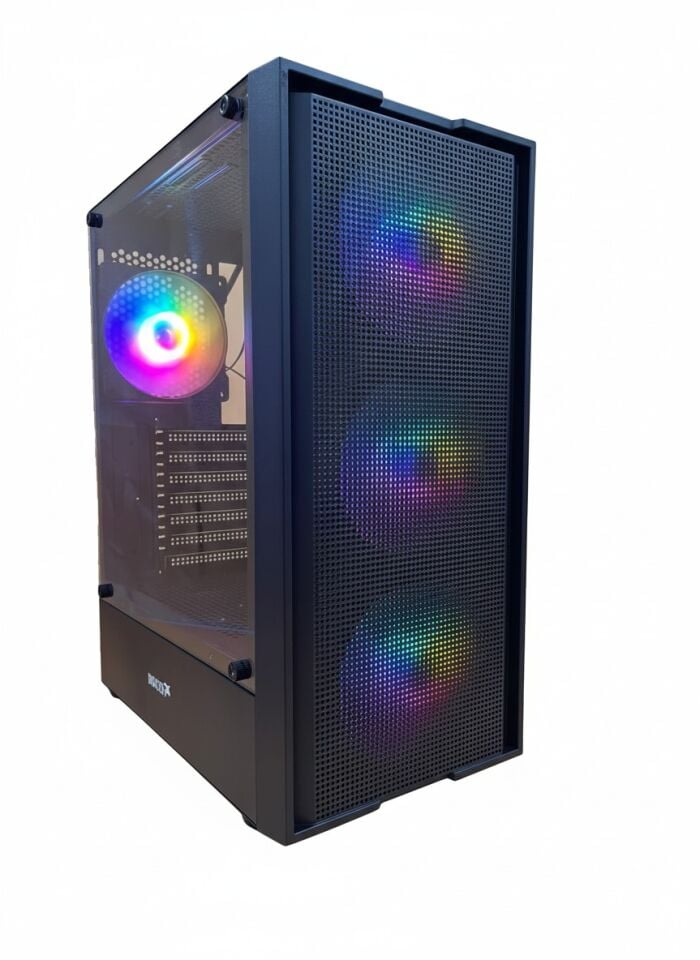 Bugatek Adagan 4x12cm Rainbow Mid Tower Tempered Cam Gaming Bilgisayar Kasası