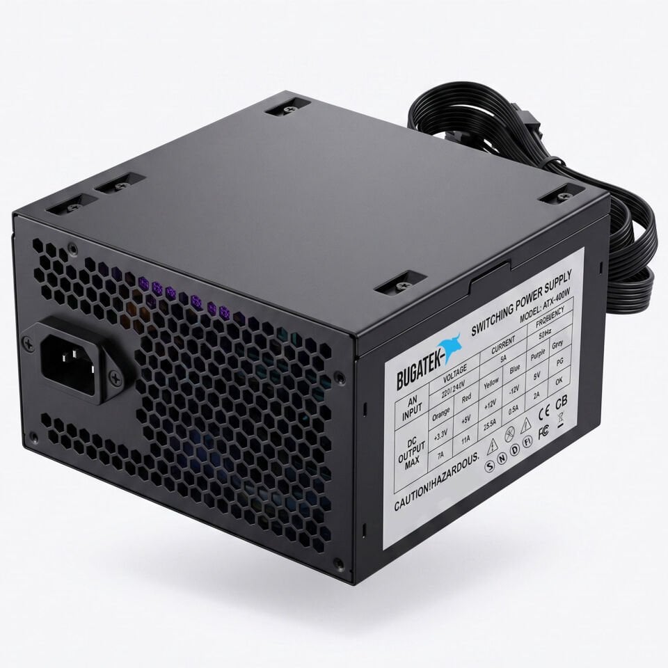 Bugatek BGPWR 400W 12cm ATX  3 adet SATA 8+8 Pin Power Supply