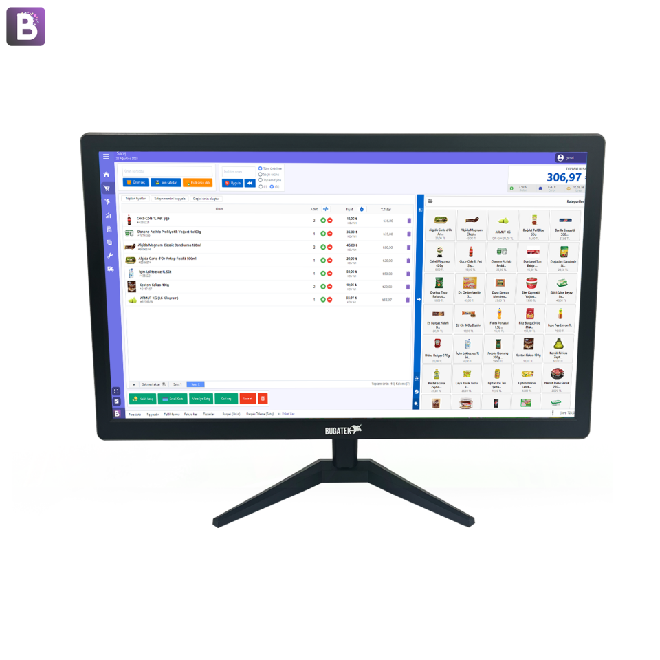Batu Yazılım Barkodlu Satış Sistemi  i5 Masaüstü Bilgisayar  20” Monitör (v2 - Yıllık Lisans)