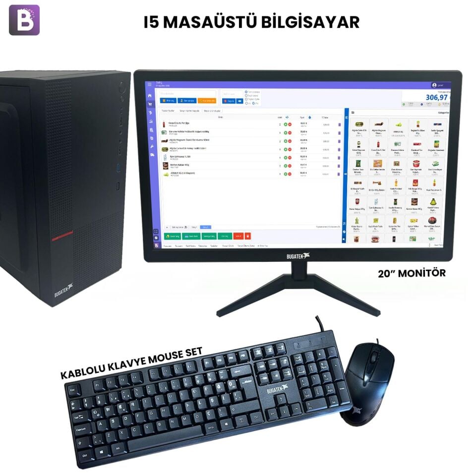 i5 Masaüstü Bilgisayar + 20” Monitör + Batu Yazılım Barkodlu Satış Sistemi (v1 - Yıllık Lisans)