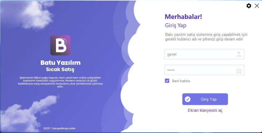 Batu Yazılım Barkodlu Satış Sistemi Market Mağaza Manav Hızlı Satış, Stok Takip, Cari Sistemi (V1 - Yıllık Lisans)