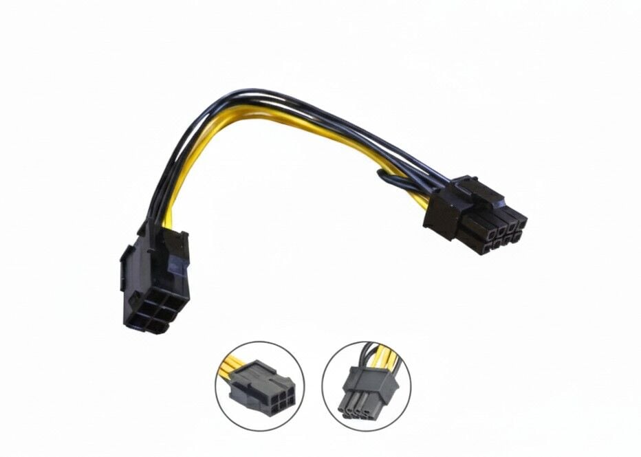 Bugatek Pcı Express 6-Pin To 1x6 + 2-Pin (6-Pin / 8-Pin) Gpu Power Güç Kablosu