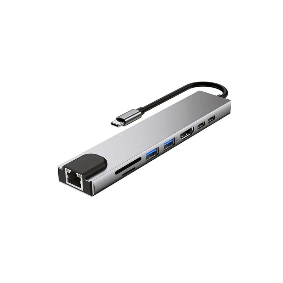 Bugatek BG8in1 Type-C To 8 in 1 Hdmı ethernet Type-C Usb Hub Çevirici Çoklayıcı