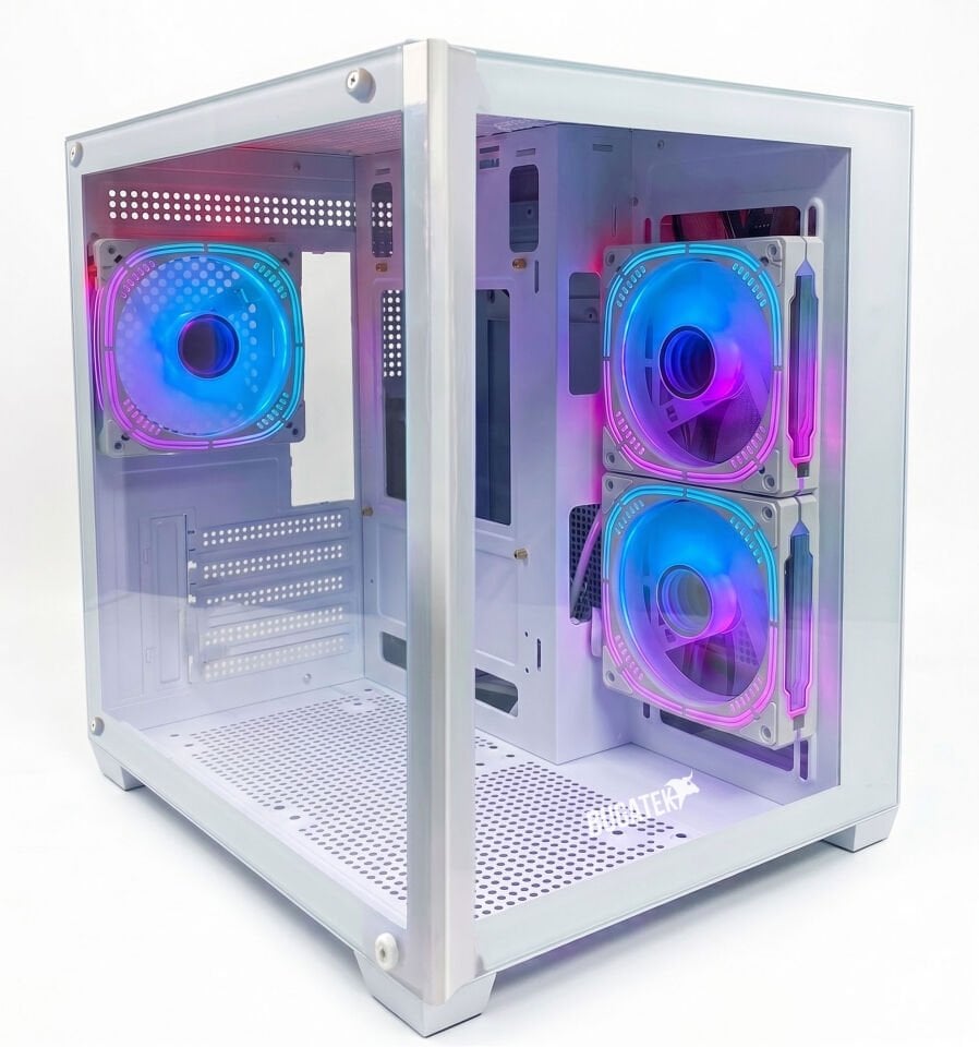 BUGATEK AY-BUKE M-ATX RGB Temperli Cam Beyaz Gaming Bilgisayar Kasası
