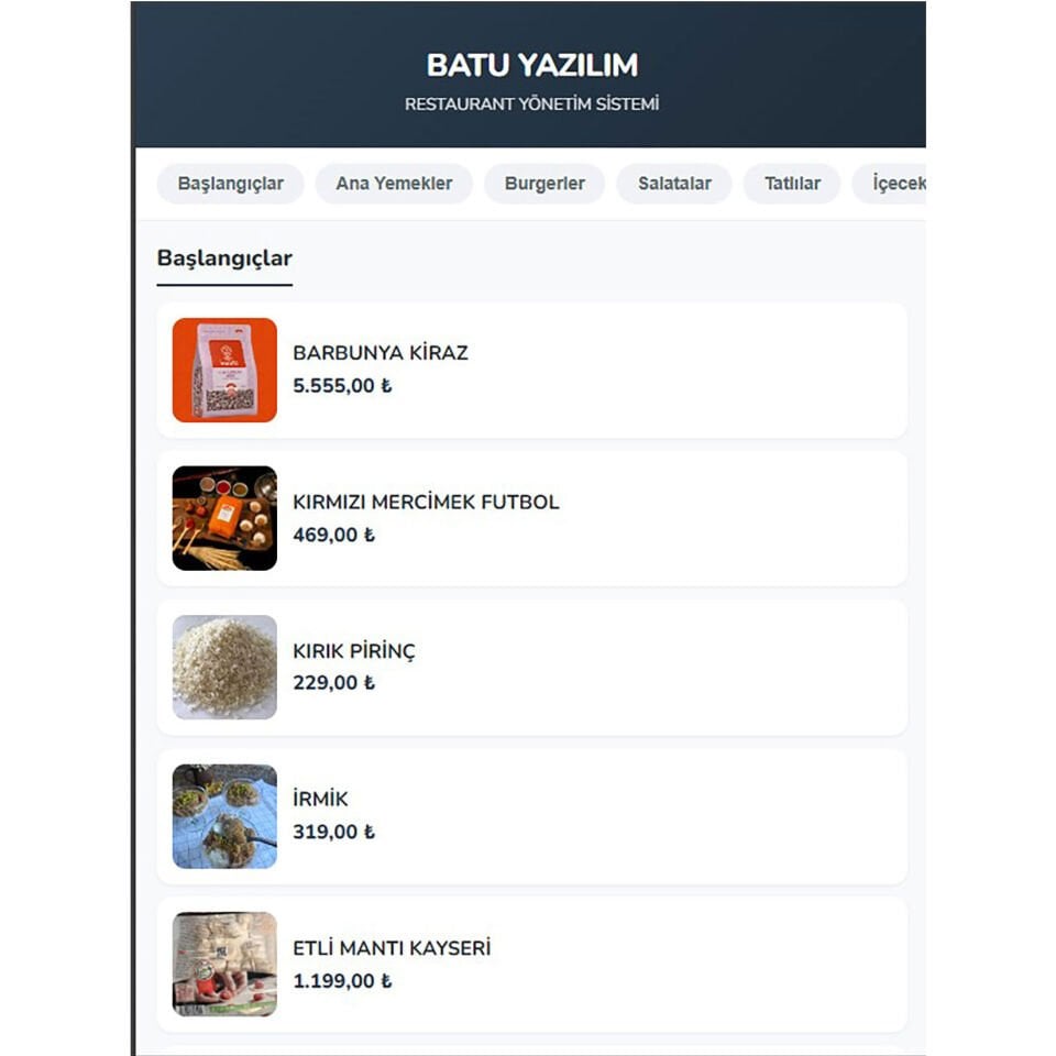 Batu Yazılım GarsonPOS Cafe Restoran Entegrasyon ve Yazılım Sistemi - Süresiz Lisans