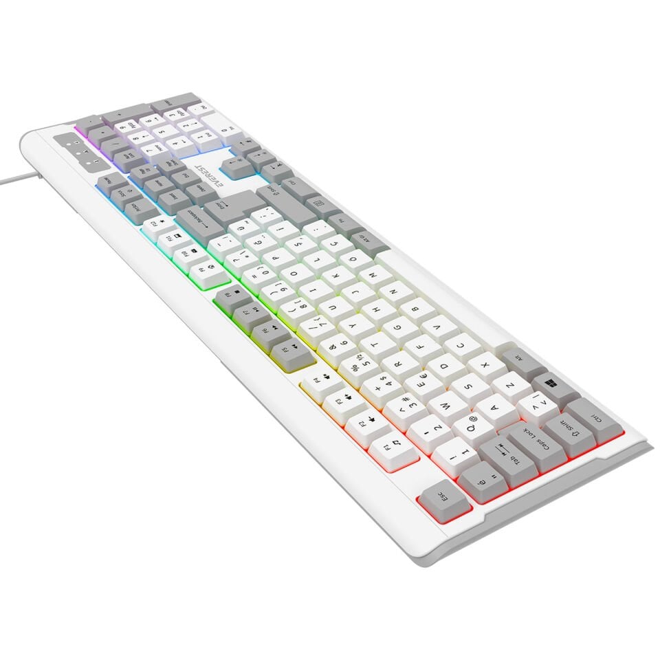 Everest KB-74 Beyaz/Gri USB Rainbow Aydınlatmalı Q Membrane Klavye
