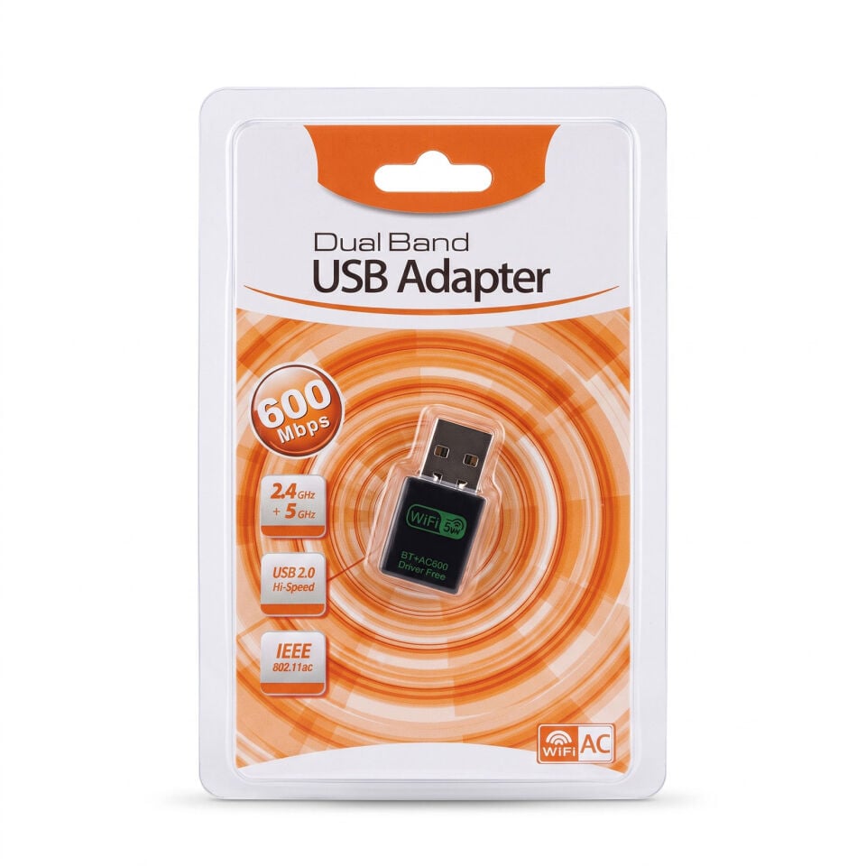 Bugatek WiFi 6 & Bluetooth 5.0 Dual Band USB Adaptör 600 Mbps